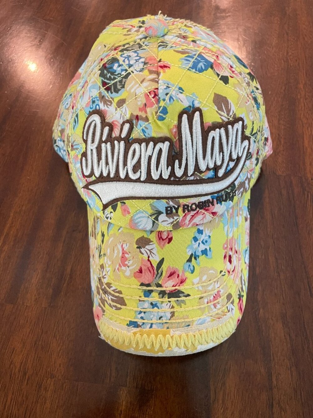 Robin Ruth Riviera Maya Embroidered Women's Yellow Floral Ball Cap Adjustable!